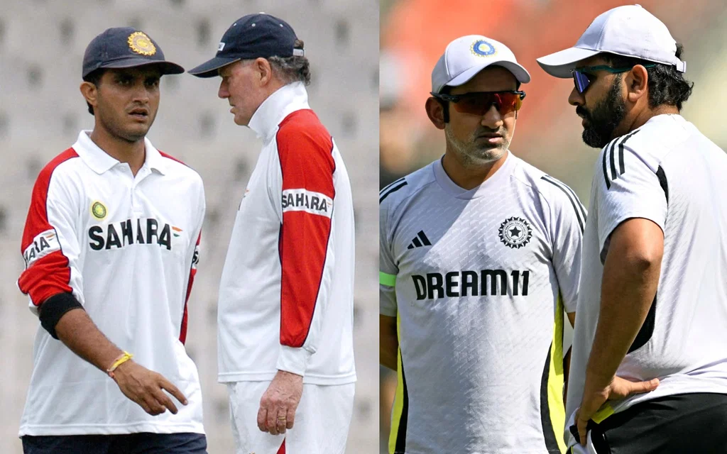 Gregg Chappell, Sourav Gangauly, and Gautam Gambhir, Rohit Sharma (Source: AFP)