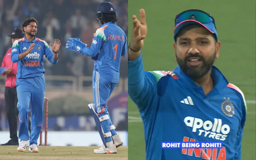 Rohit Sharma laughs off Kuldeep’s DRS pleas; eases tension with trademark humour Rohit Sharma laughs off Kuldeep’s DRS pleas; eases tension with trademark humour