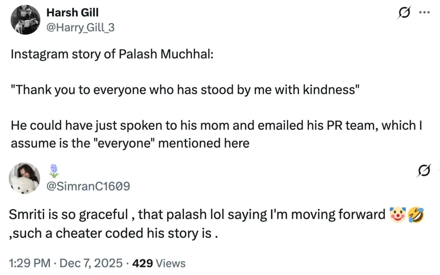 Fan tweets [Source: @Harry_Gill_3, @SimranC1609/X.com]