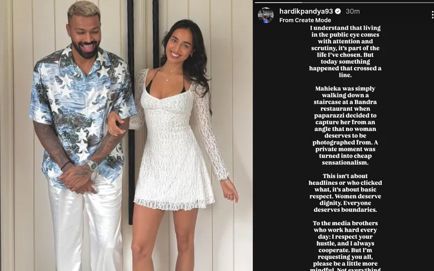 Hardik Pandya slams media for filming girlfriend Maheika from an inappropriate angle