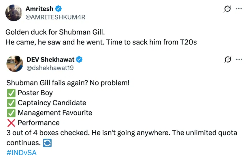 Fan comments [Source: @AMRITESHKUM4R, @dshekhawat19/X.com]