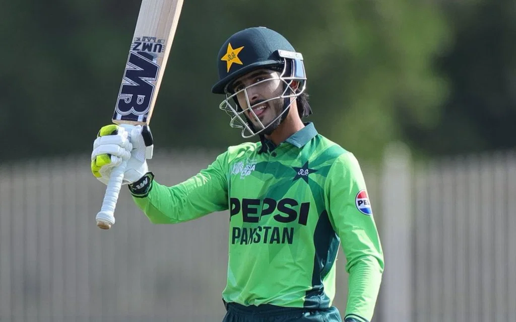 Sameer Minhas celebrates his century for Pakistan U19s (Source: X)