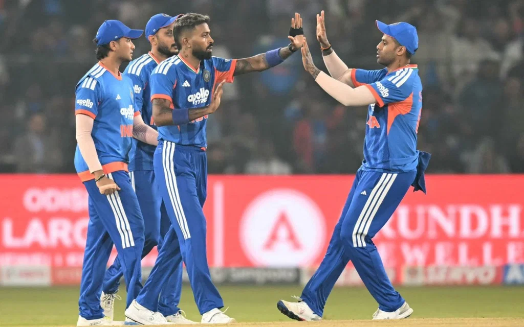 Hardik grabs 100 T20I wickets [Source: AFP Photo]
