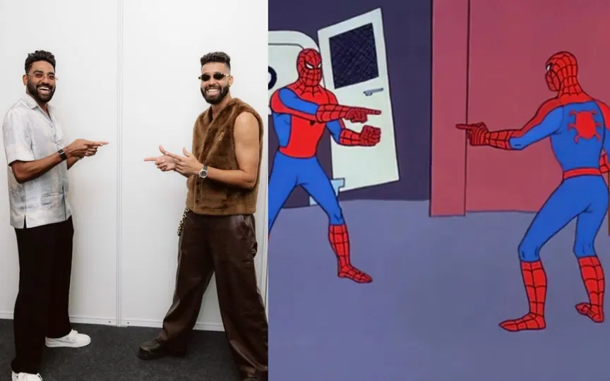 Mohammed Siraj and AP Dhillon recreates iconic Spiderman meme [Source: @apdhillon/Instagram]