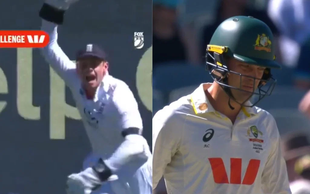 Alex Carey and England's Jamie Smith [Source: @cricketcomau, @Sporcaster/x]