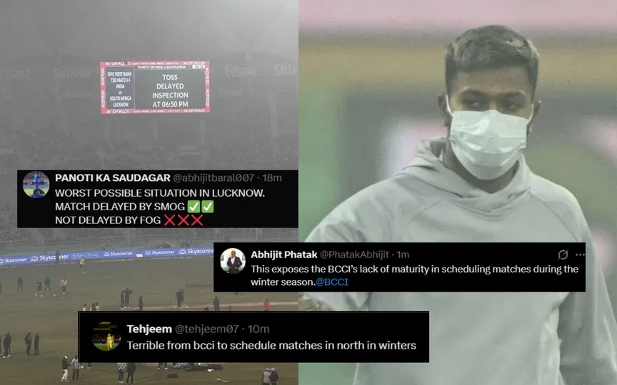 "Terrible from BCCI...": Fans call out poor scheduling amid IND vs SA 4th T20I delay "Terrible from BCCI...": Fans call out poor scheduling amid IND vs SA 4th T20I delay