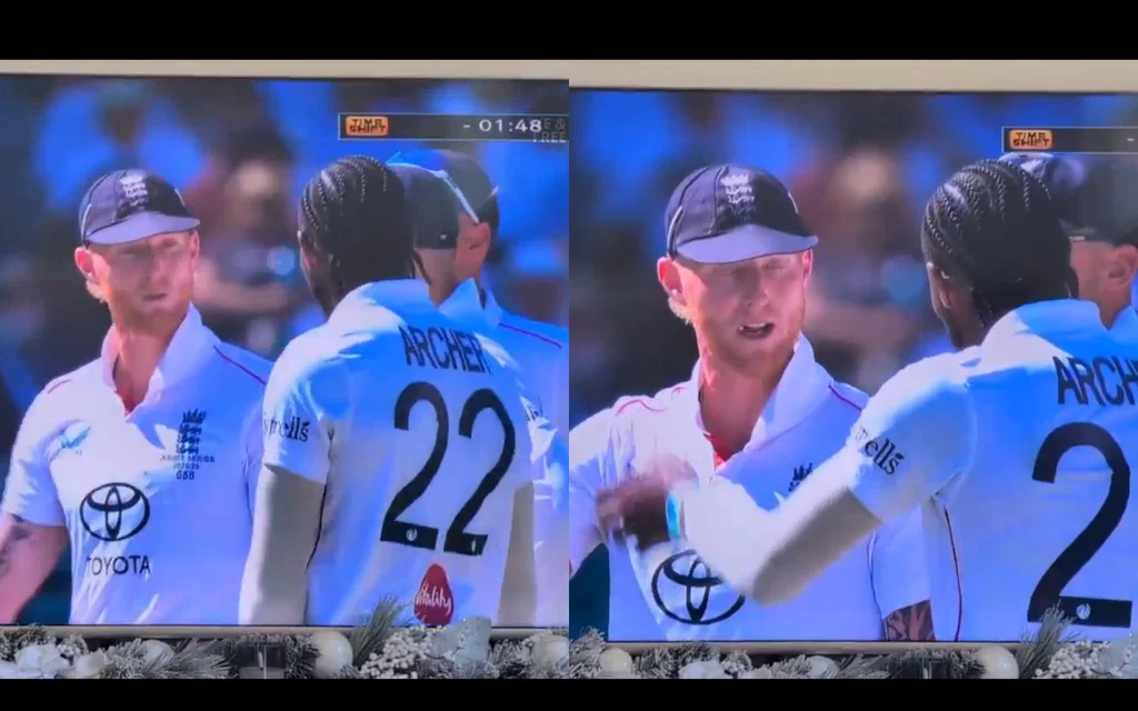 Stokes and Archer in an altercation on Day 2 of Ashes Test (X.com/@ContrarianPulse)