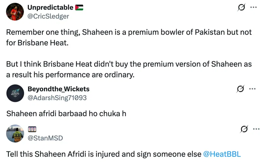 Fan tweets [Source: @CricSledger, @AdarshSing71093, @StanMSD/X.com]