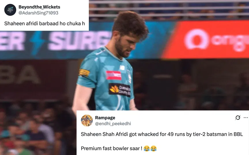 "Premium fast bowler saar": Shaheen Afridi mocked for 49-run spell in shambolic BBL debacle "Premium fast bowler saar": Shaheen Afridi mocked for 49-run spell in shambolic BBL debacle