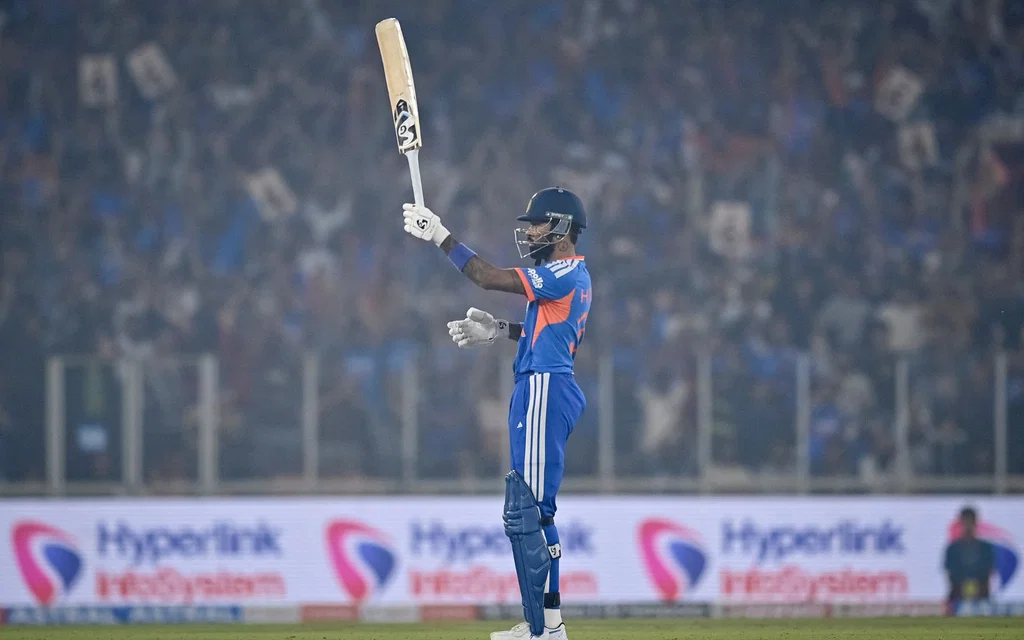 Hardik Pandya in action [Source: AFP]