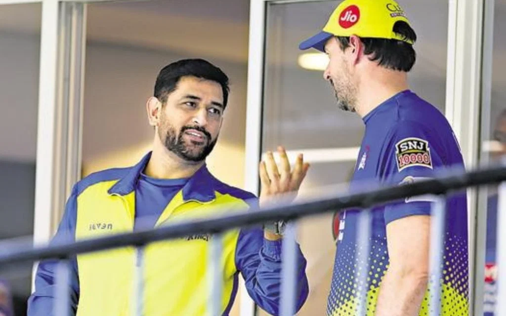 MS Dhoni and Stephen Fleming (Source: @ShuhidAufridi/X)