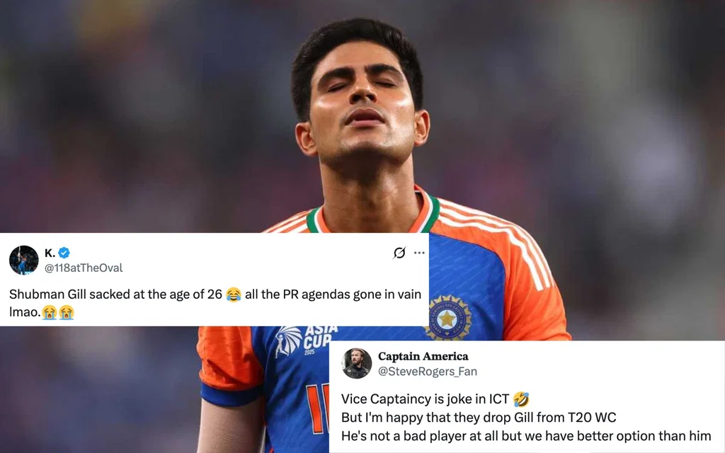 Shubman Gill dropped from India's T20I team [Source: @Akshatgoel1408/X.com]