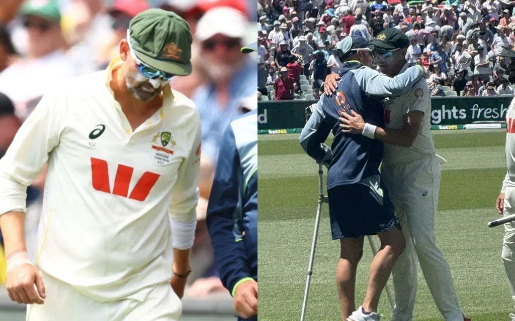Nathan Lyon injured while fielding in Ashes [Source: @BlueBulletin45, @beastieboy07/X.com]