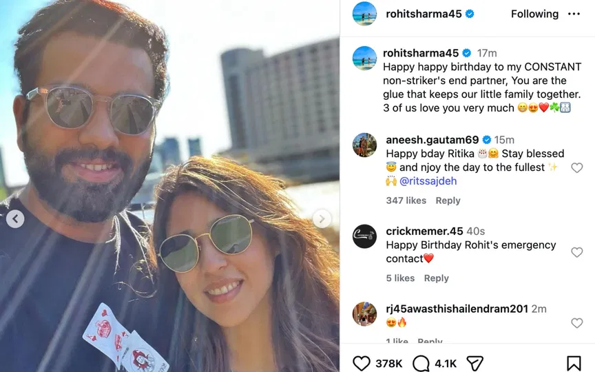 Rohit's IG post [Source: @rohitsharma45/IG]