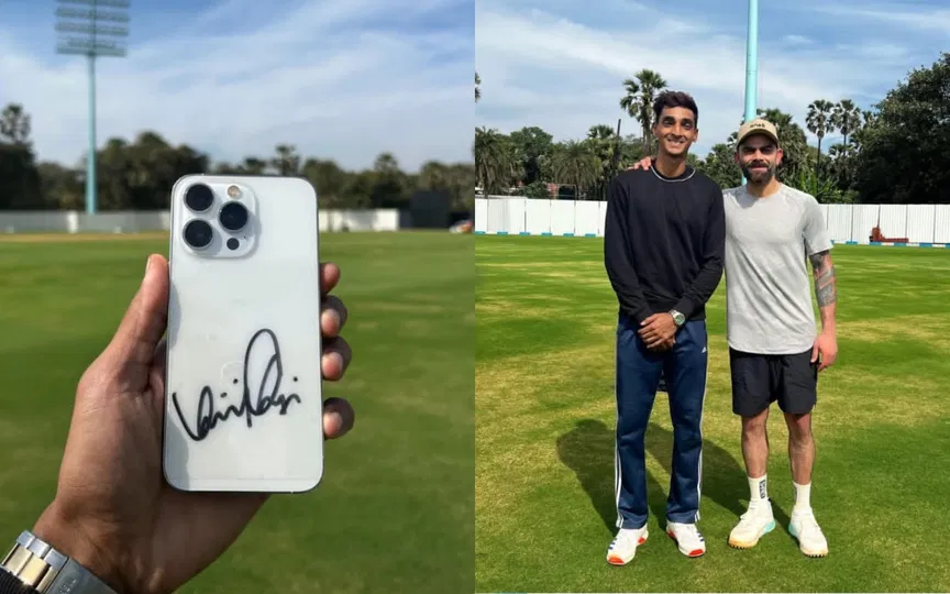 Virat Kohli signs on iPhone; net bowler savours monumental gesture in Alibaug