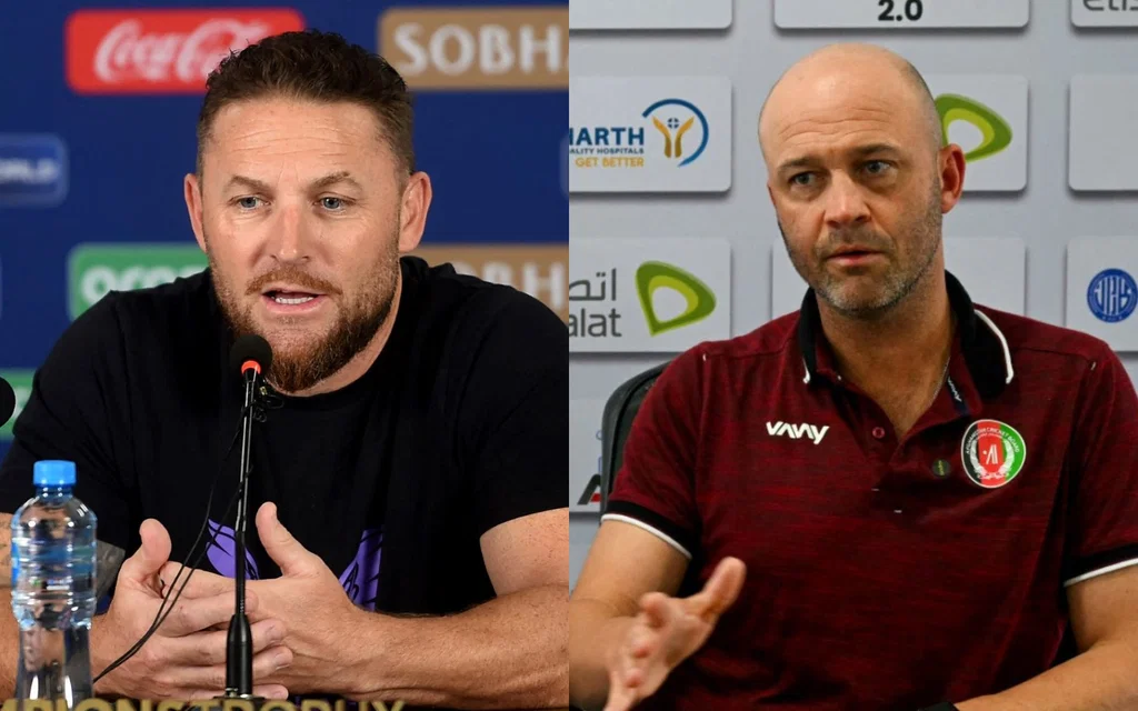 Jonathon Trott and Brendon McCullum - (Source: AFP)