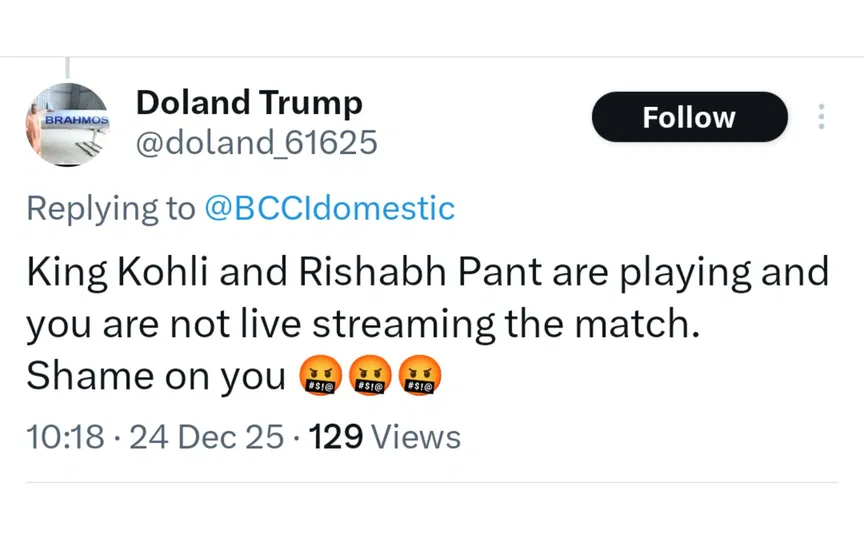 TR on BCCI not streaming Kohli's match. [Source - x.com]