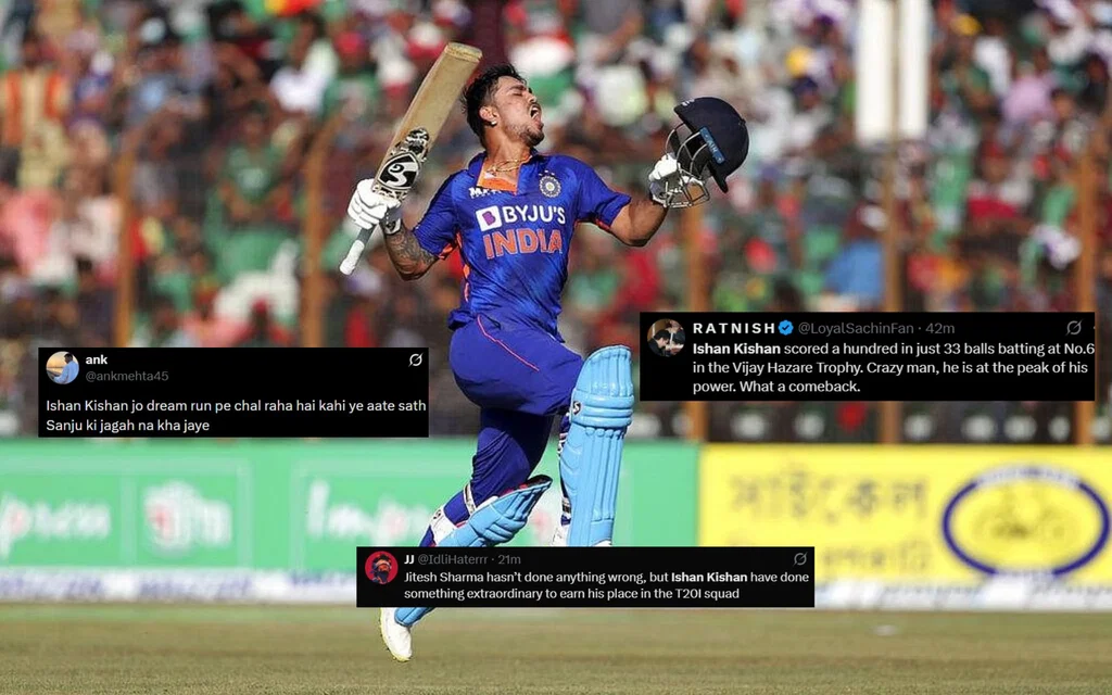 Ishan Kishan scored a 33-ball-100 vs Karnataka [Source: CricCrazyJohns/X.com]