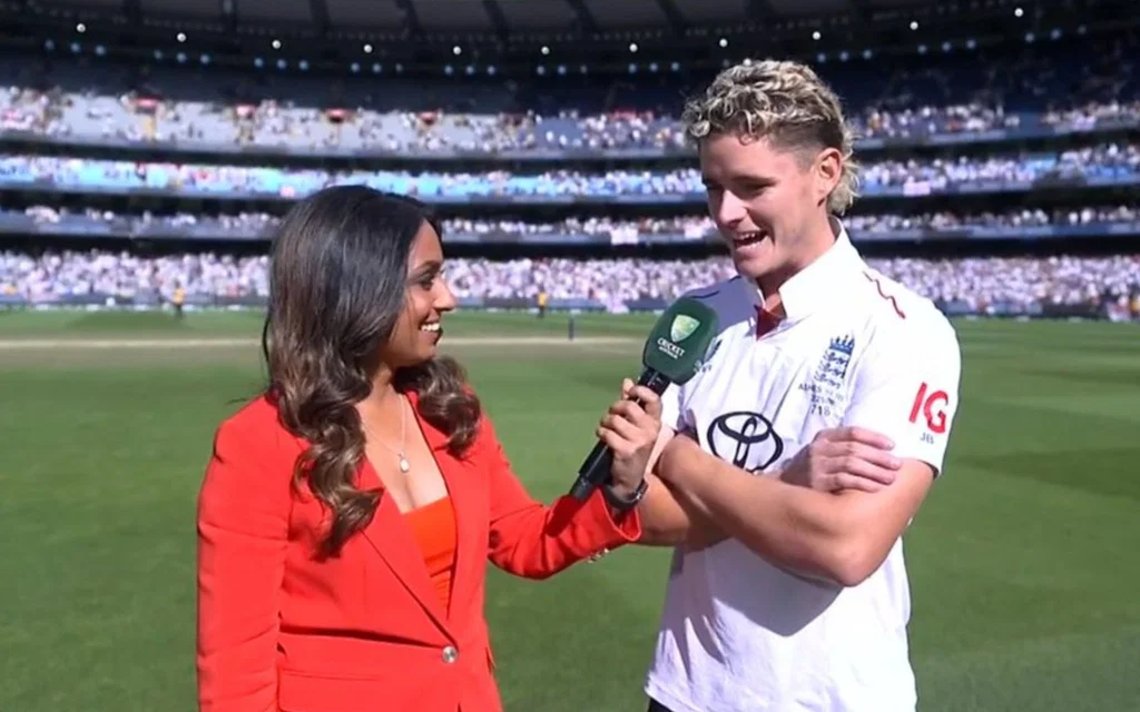 Jacob Bethell after ENG beat AUS. [Source - @thestumpstory/x.com]