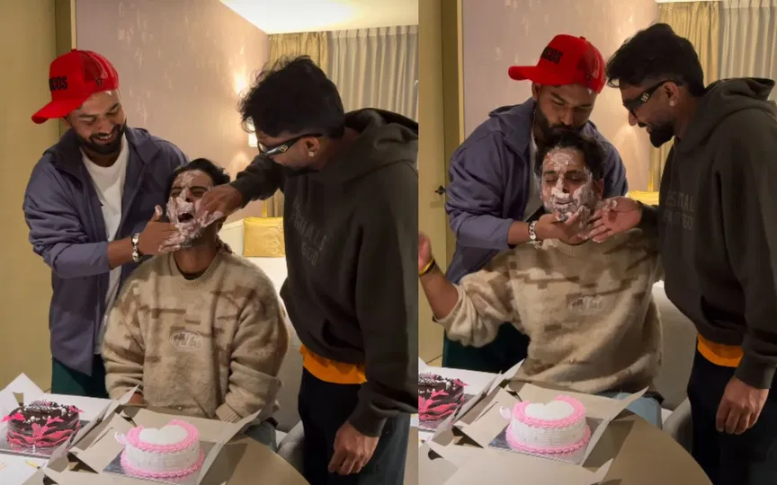 Captain Rishabh Pant celebrates teammate Nitish Rana's birthday with a special cake-smash Captain Rishabh Pant celebrates teammate Nitish Rana's birthday with a special cake-smash