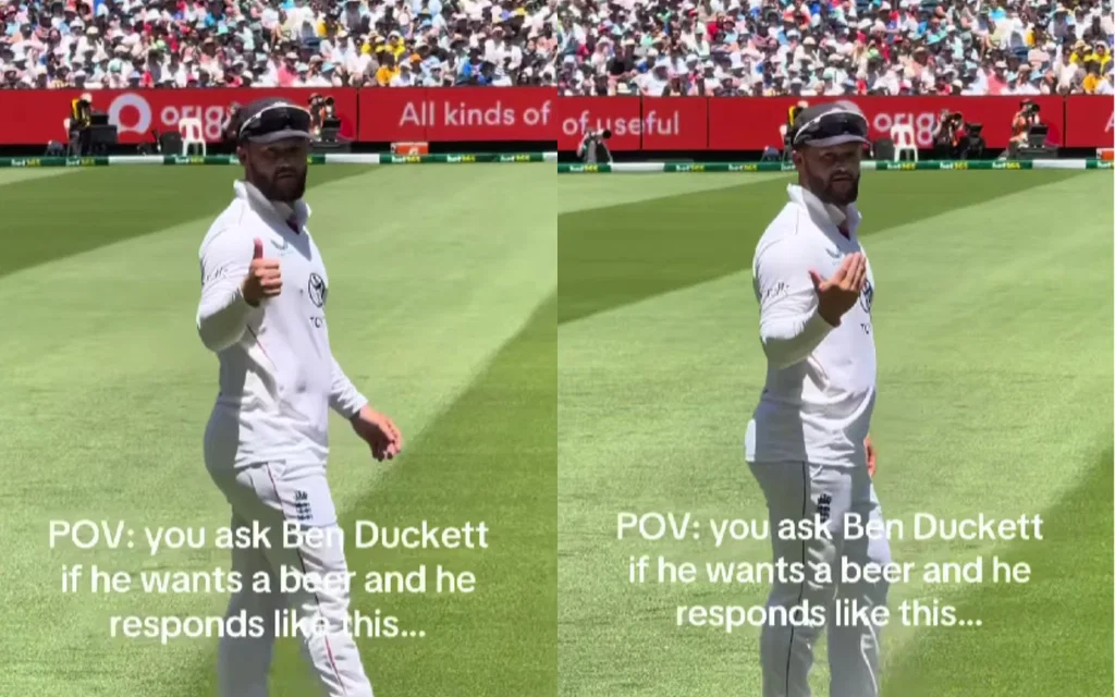 Ben Duckett's hilarious reaction (Source: @draughtsports/instagram.com)
