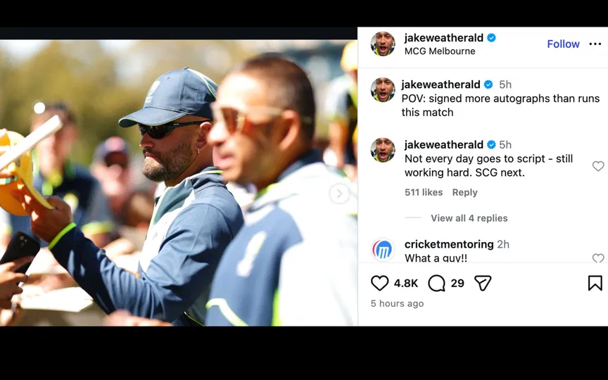 Jake Weatherald's IG post [Source: @jakeweatherald/IG]