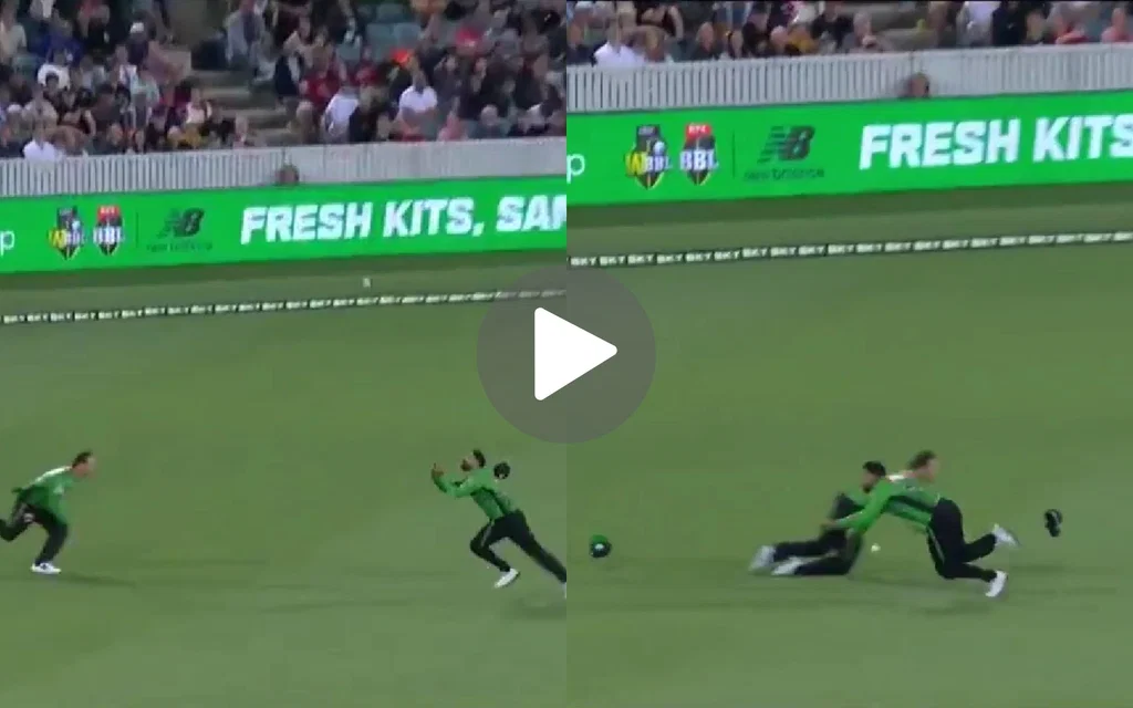 Haris Rauf and Hilton Cartwright nearly collide in BBL. Image Credits: X