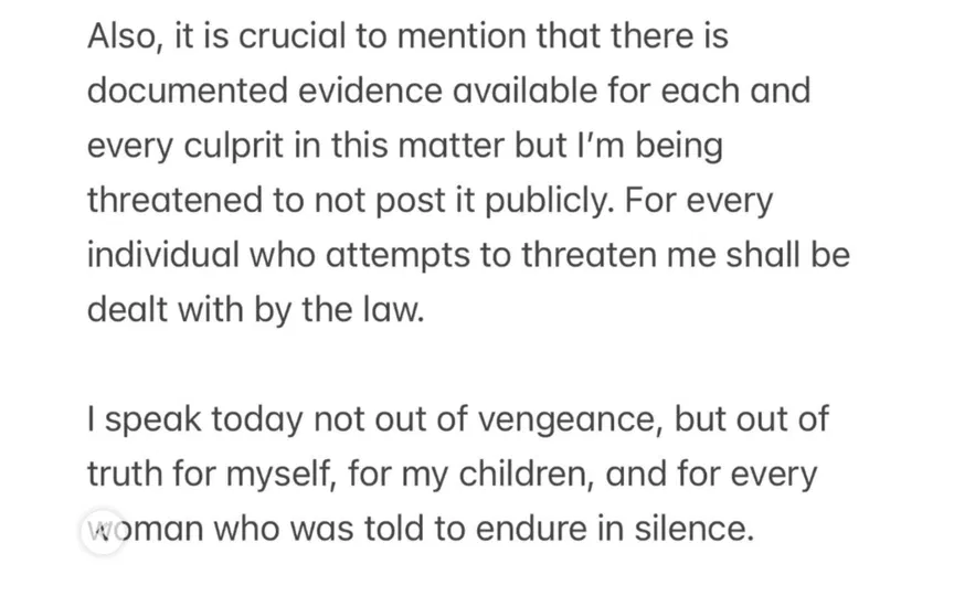 Sannia Ashfaq's statement [Source: @sannia_ashfaq2/IG]