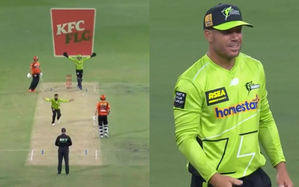 Shadab Khan influences David Warner for a review [Source: @BBL/X]