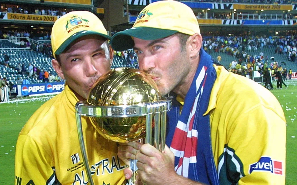 Damien Martyn with Ricky Ponting [Source: AFP]