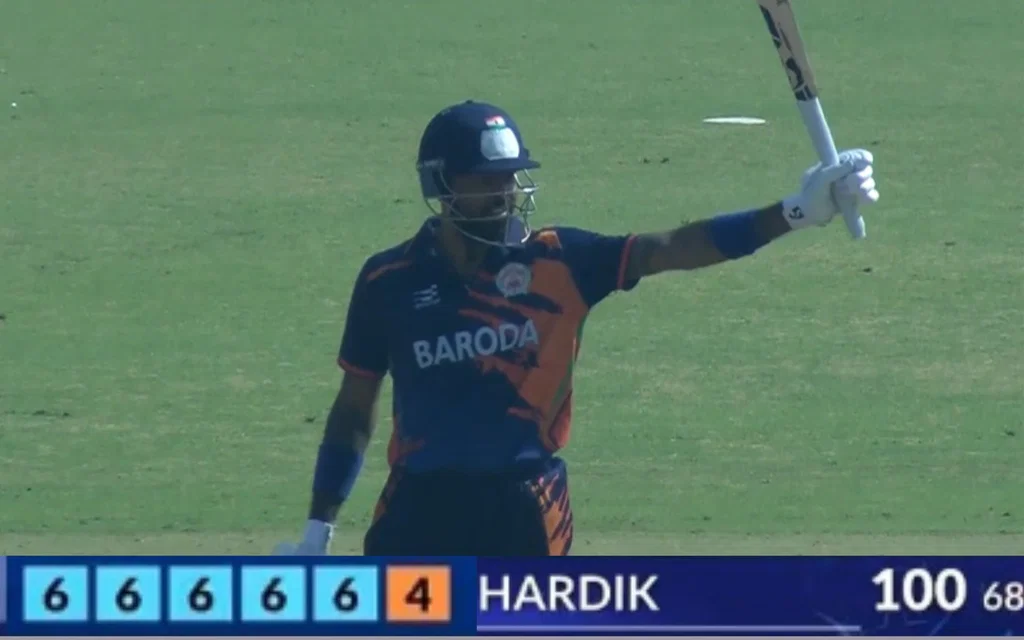 Hardik Pandya scored his first List A hundred [Source: JioHotstar]