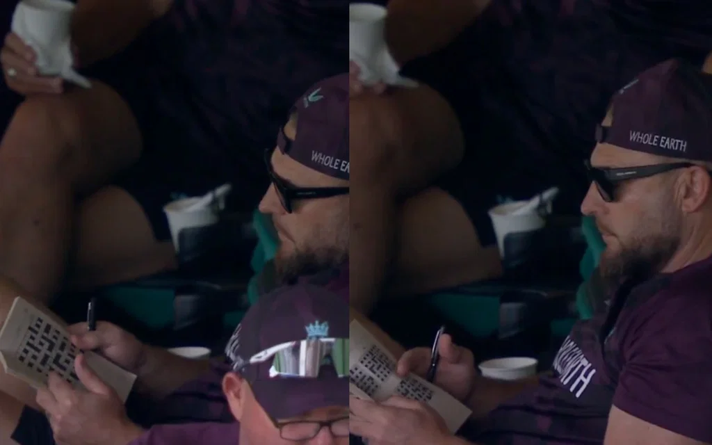 Brendon McCullum caught cheating in crossword game [Source: @7Cricket/X.com]
