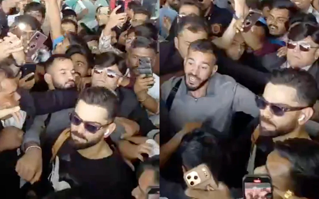 Virat Kohli mobbed by fans [Source: @ANI/x.com]
