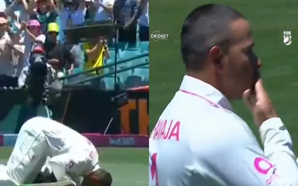 Usman Khawaja performs sajda at the SCG [Source: @CallMeSheri1_/X]