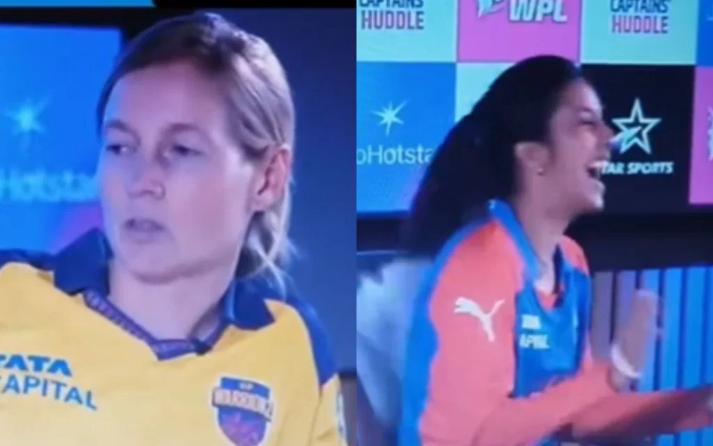 Meg Lanning sledges Jemimah Rodrigues [Source: @harryjeee/X]