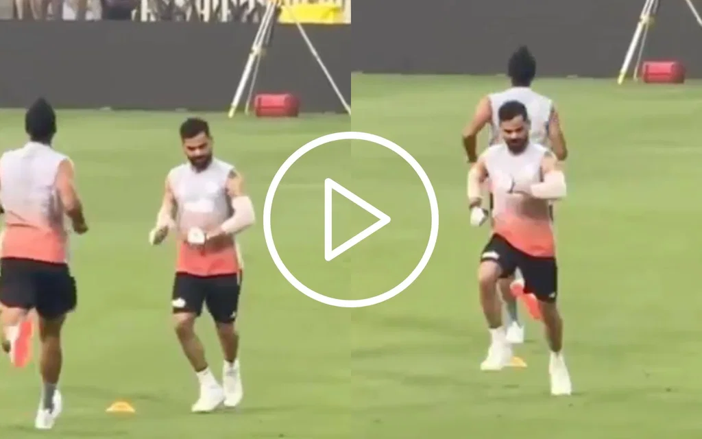 Virat Kohli brings fun in training session [Source: @rushiii_12/X.com]