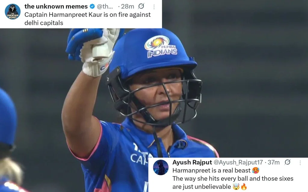 Fans react on Harmanpreet Kaur's innings. [Source - @criccrazyjohns/x]