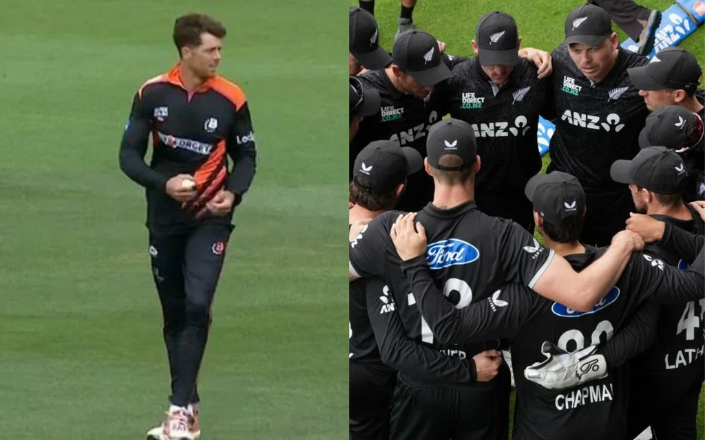 Mitchell Santner and New Zealand team [Source: @bholination/x, AFP]