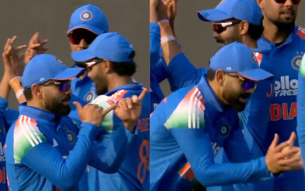 Kohli does nagin dance after Phillips dismissal [Source: @crictalk7/x.com]
