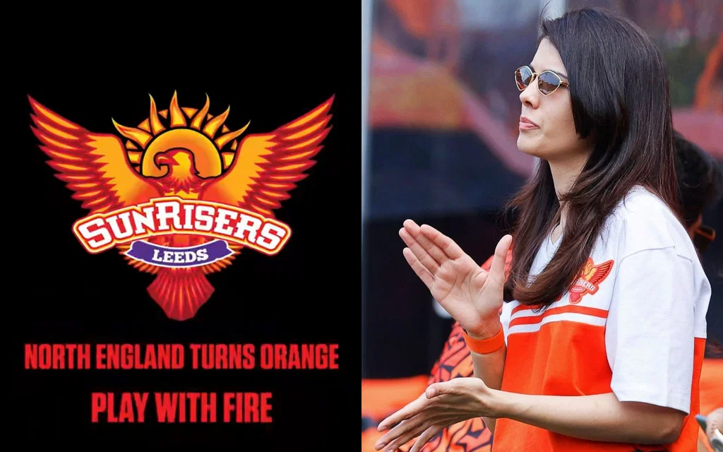 Sunrisers Leeds logo and Kavya Maran [Source: @Sunrisersleeds/X]