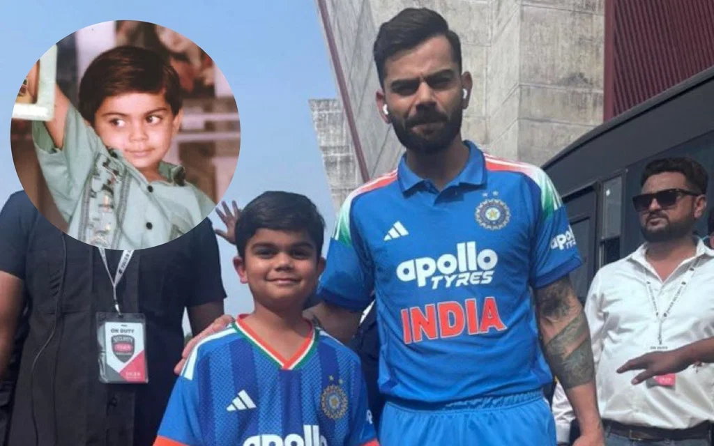 Virat Kohli with his lookalike Garvit [Source: @@SunilChahar22/X]