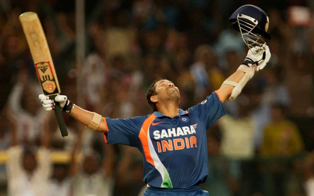 Sachin Tendulkar after 200* against South Africa, 2010 (Source: AFP)