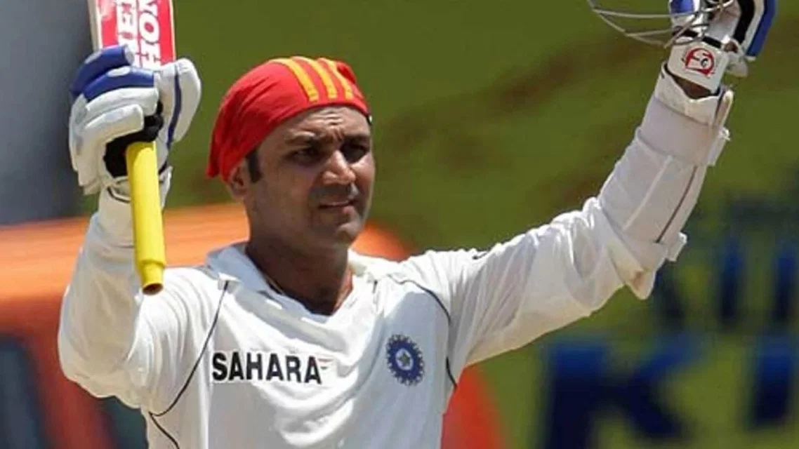 Virender Sehwag in Chennai Test against South Africa, 2008 (Source: AFP)&nbsp;
