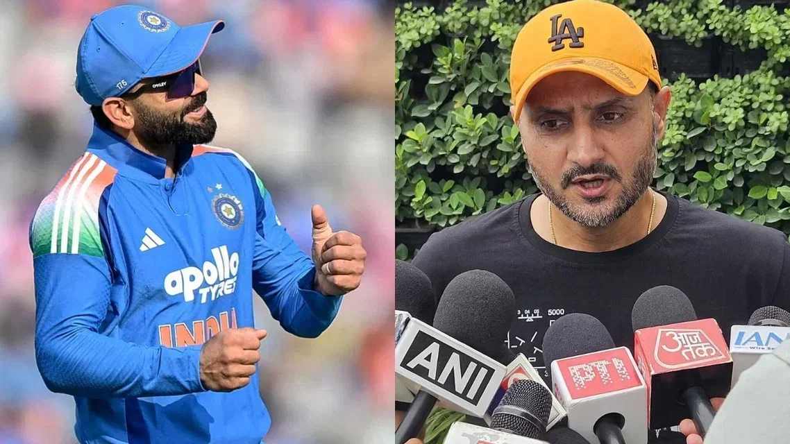 Virat Kohli and Harbhajan Singh [Source: @shrayan_talpade/X]
