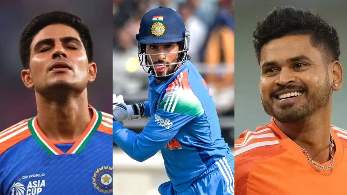 Shubman Gill, Tilak Varma and Shreyas Iyer [Source: @mufaddal_vohra/X]