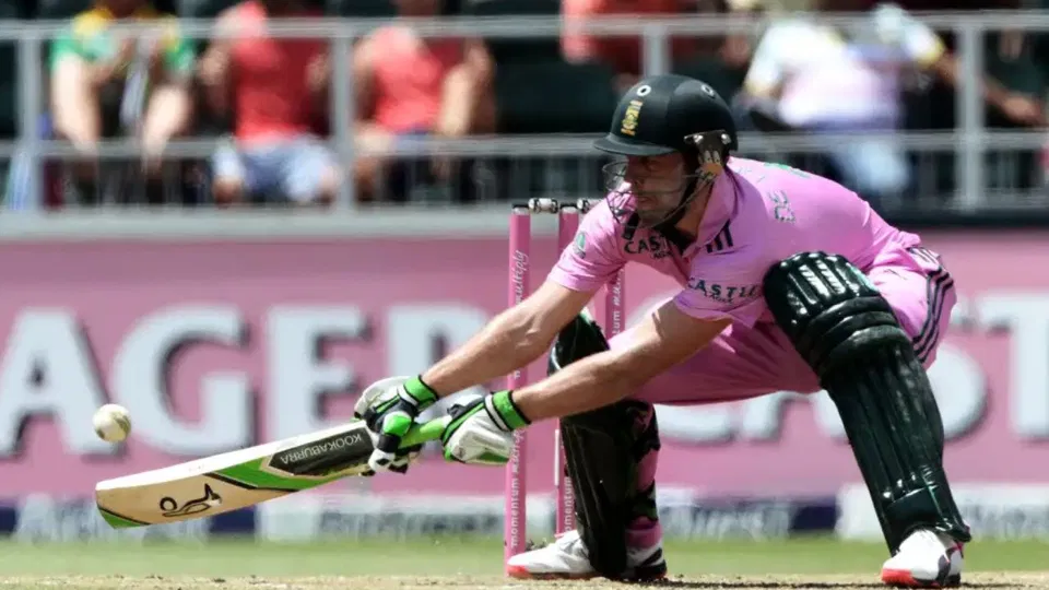 AB de Villiers reverse lap during 149 off 44 vs WI. [Source - AFP]
