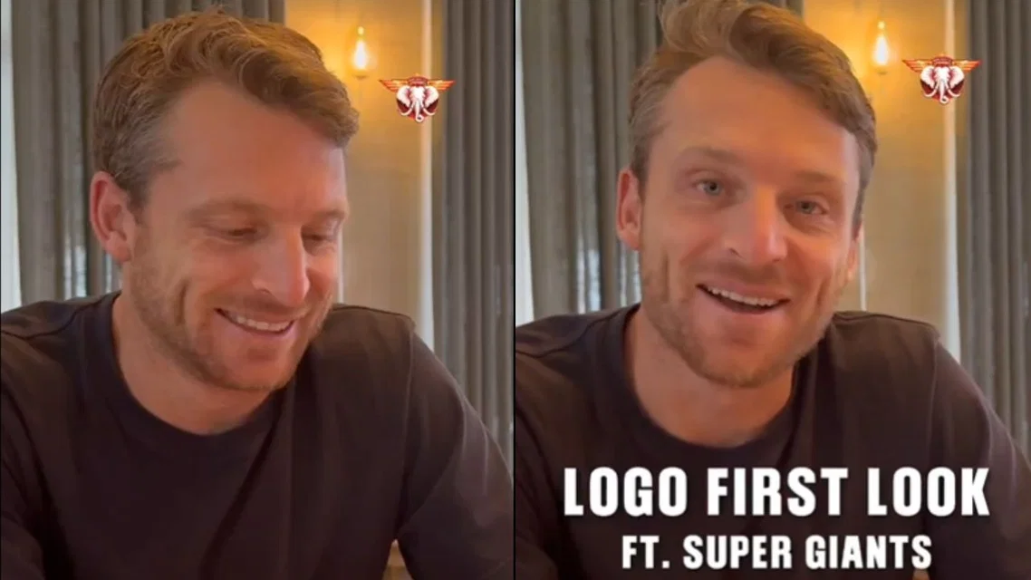 Jos Buttler reacts to MSG logo [Source: @ManchesterSG100/x]