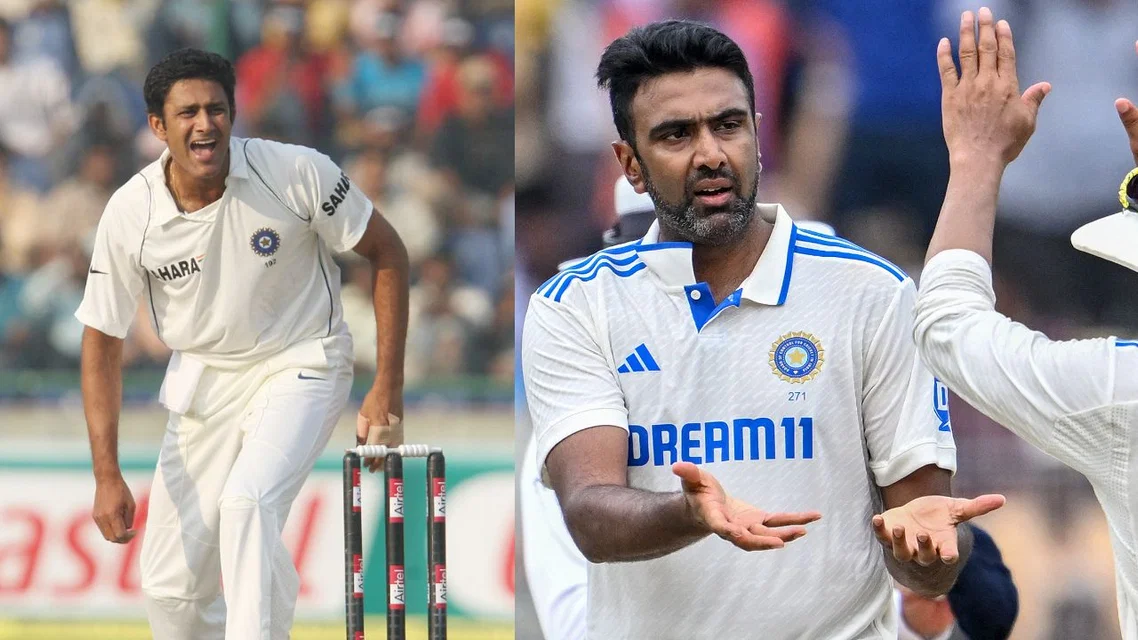 Anil Kumble (L) and Ravichandran Ashwin (R) (Source: AFP)