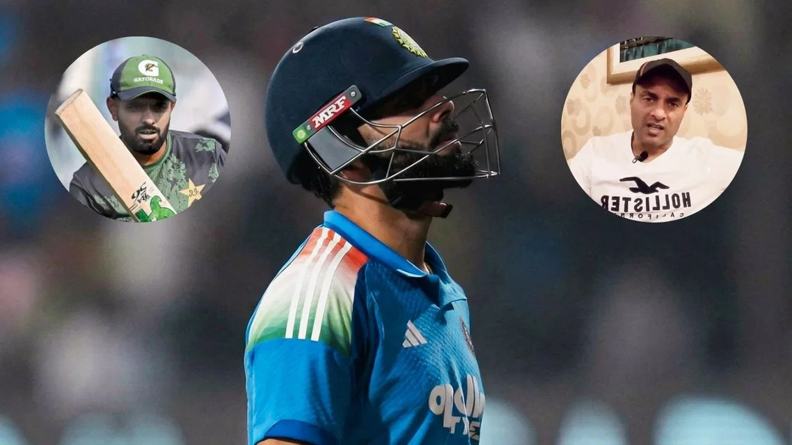 Tanveer Ahmed on Virat Kohli's century vs NZ. [Source - AFP/@drivexpull/x]