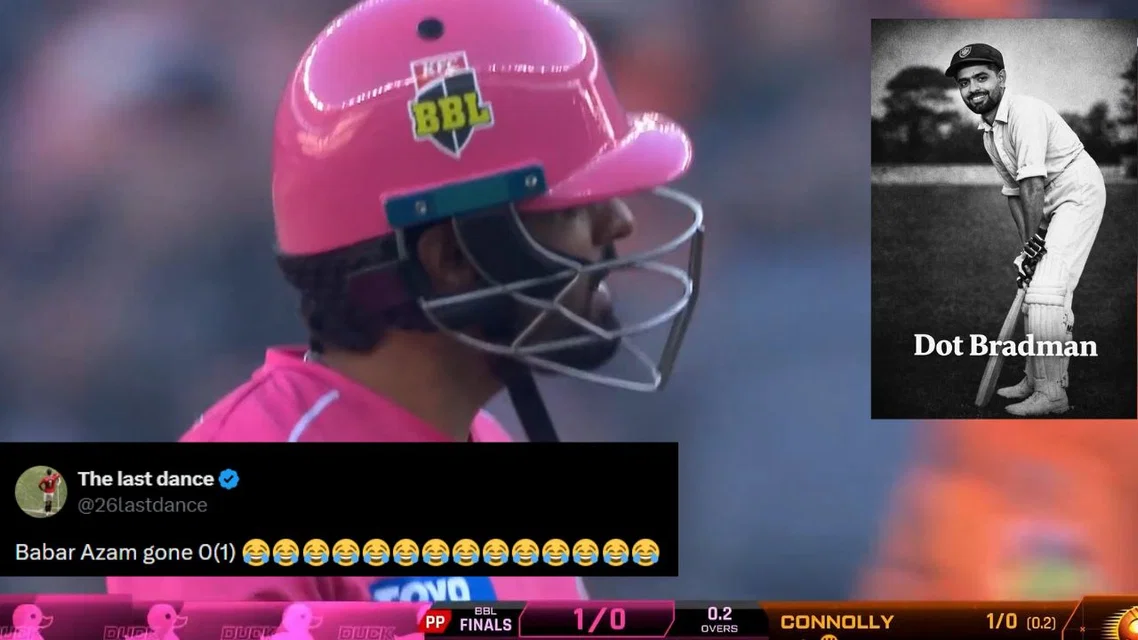 Babar Azam flops in BBL 2025-26 qualifier [Source: @Rajiv1841/x]